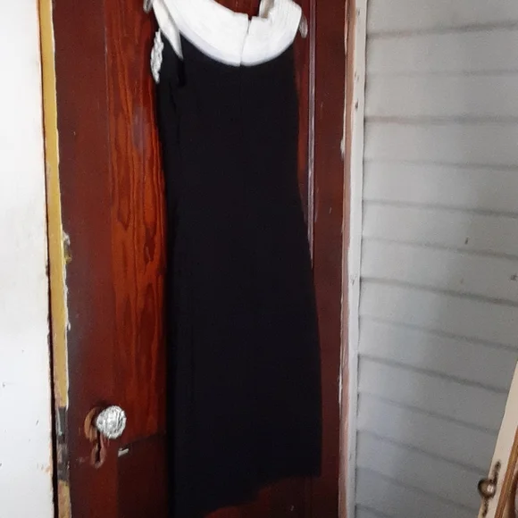 Adrianna Papell sz 8 cocktail dress with chiffon neckline and white flower - Picture 7 of 7